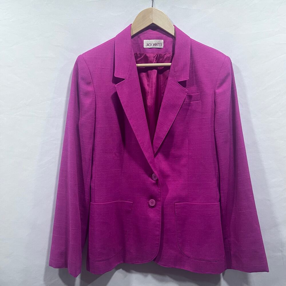 Vintage Jack Winter Silk Blend 2-PC Hot Pink Suit Jacket Skirt 12 Barbiecore